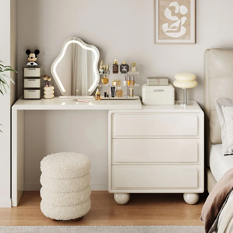 

Save Space Luxury Vanity Table White Cream Bedroom Organizer Wood Shelf Dressing Table Cosmetics Mesa De Maquillaje Home Design