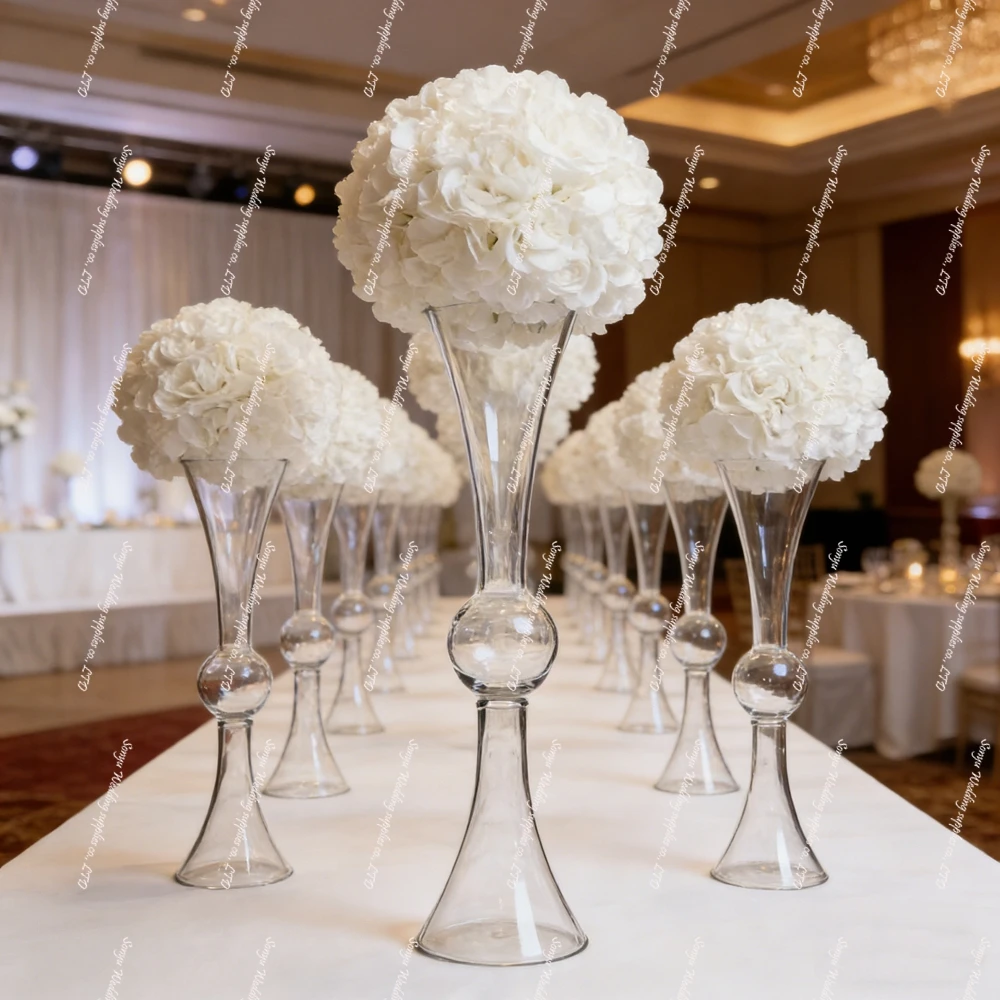 12/4pcs)60cm./75cm tall Tall Glass Flower Vase for Wedding Party Decoration Clear Floral Centerpiece