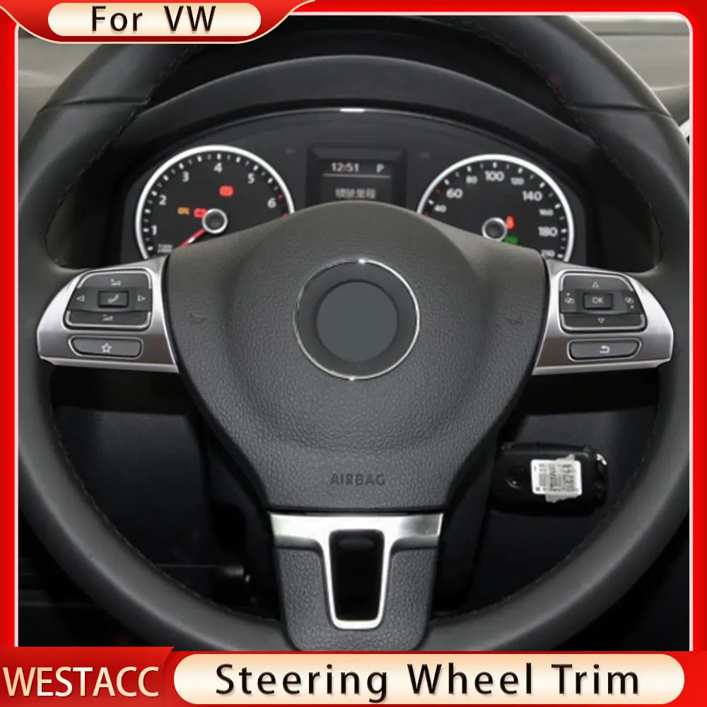 2Pcs Car Steering Wheel Panel Sticker Trim Cover for VW Golf MK6 Passat B7 CC EOS Tiguan Jetta Touran Caddy Sharan Accessories