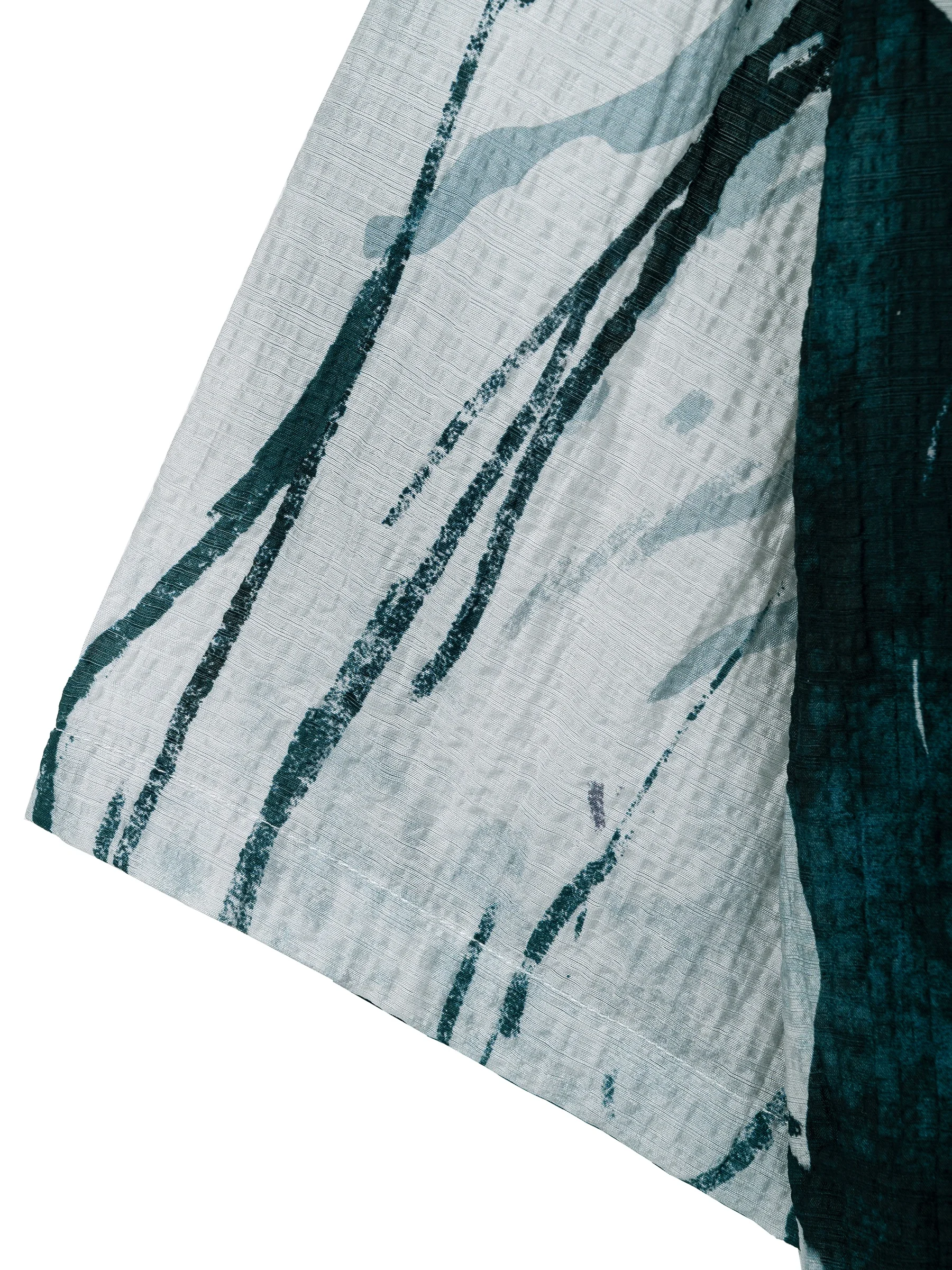 Men's Printed Shirt, Fashionable Branch Pattern Lapel Cardigan, Short-Sleeved Summer Beach Trend And Individual Top