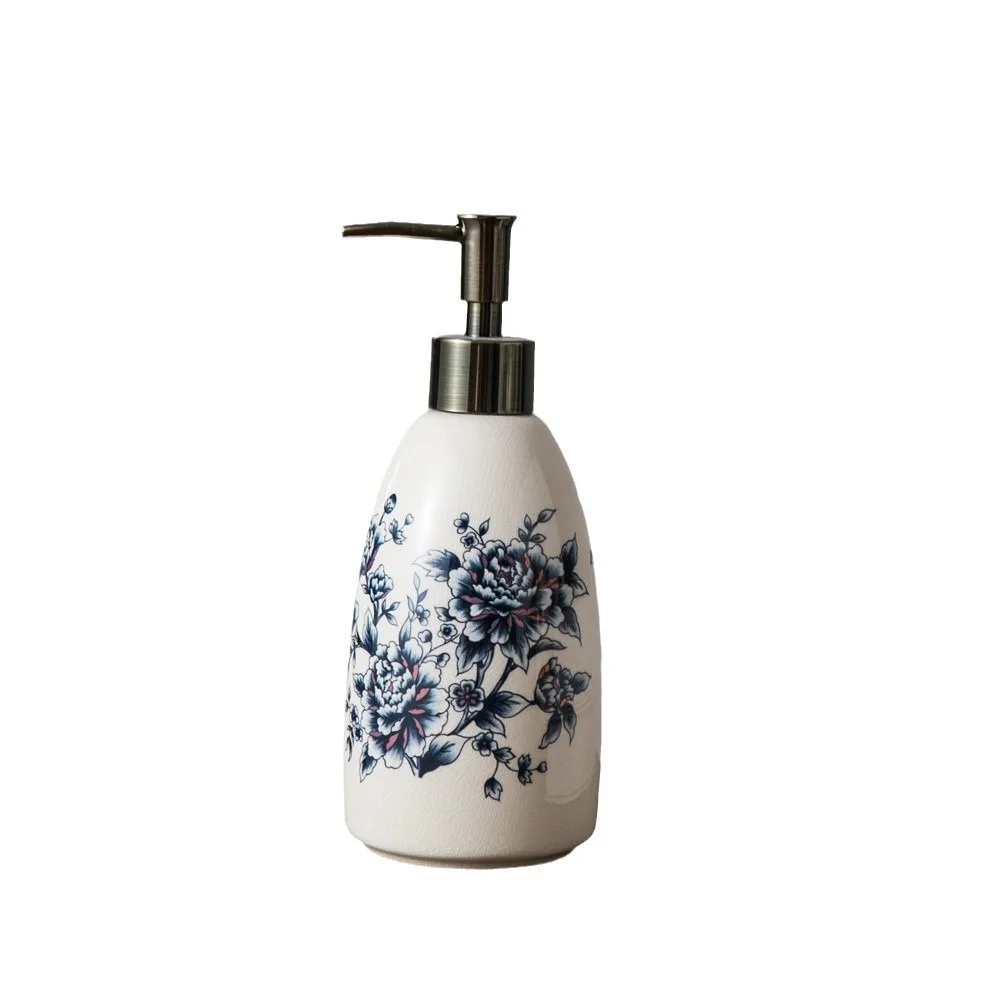 

Винтажный цветочный узор, керамическая бутылка для дезинфицирующего средства для рук, тип ручного пресса, портативный дозатор жидкого мыла, многоразовый, многоразовый