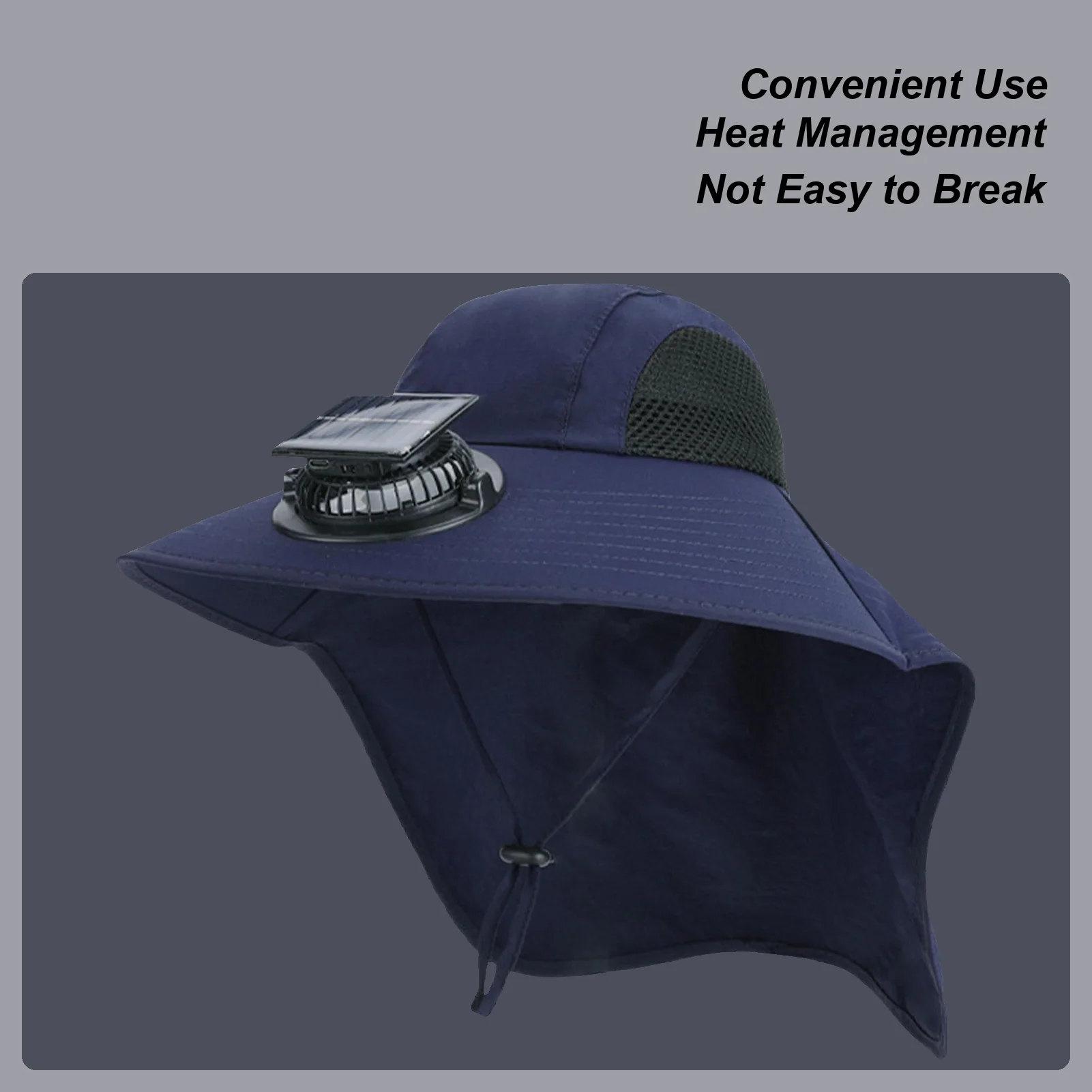 ソーラーファンハットソーラーファン太陽バケットハット通気性釣りキャップショール付き旅行ハイキング登山都市通勤