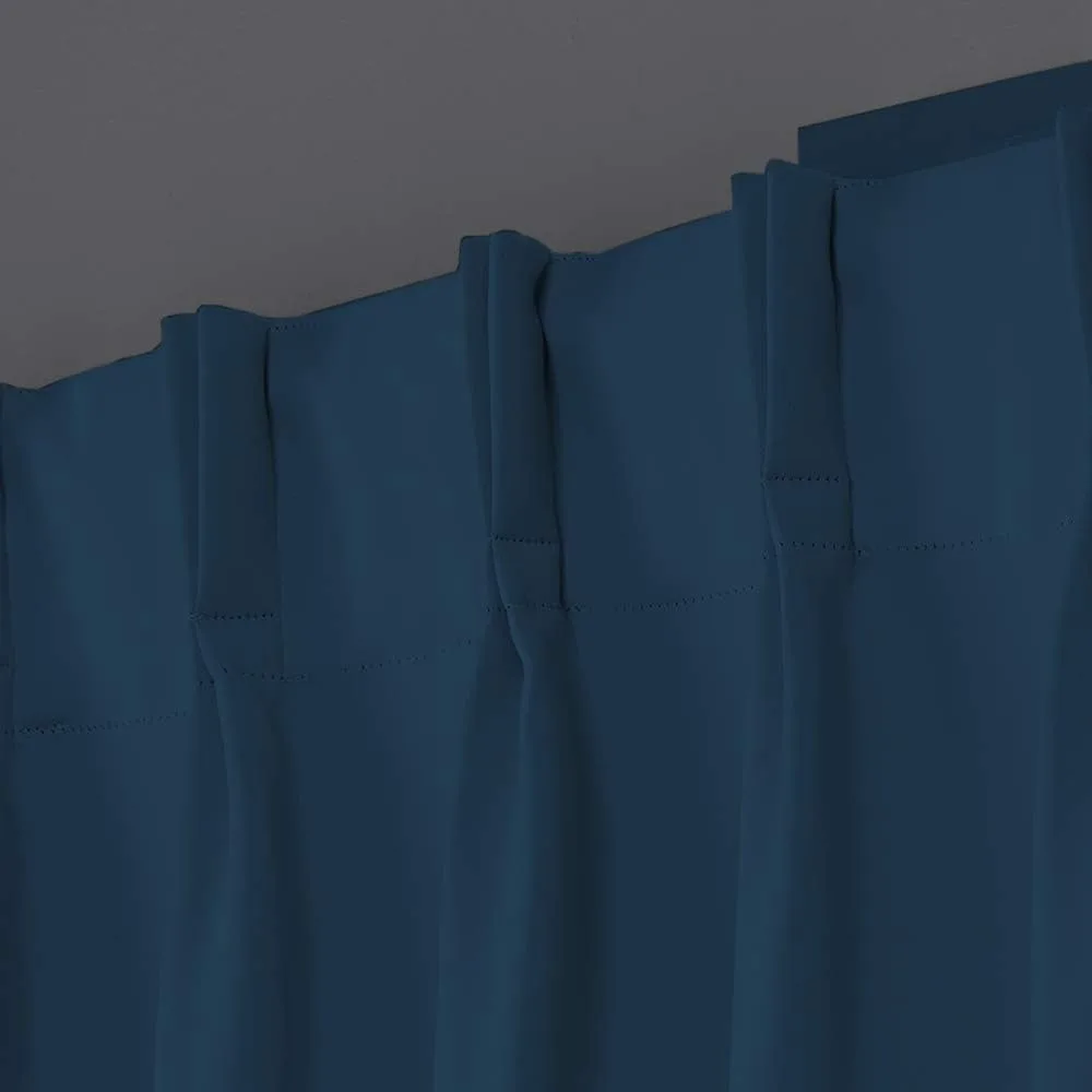 Navy Blue Double Pinch Pleated Curtains - Perfect for Living Rooms, Bedrooms, Bungalows, and Halls - Wide 96 Inches Window Treat