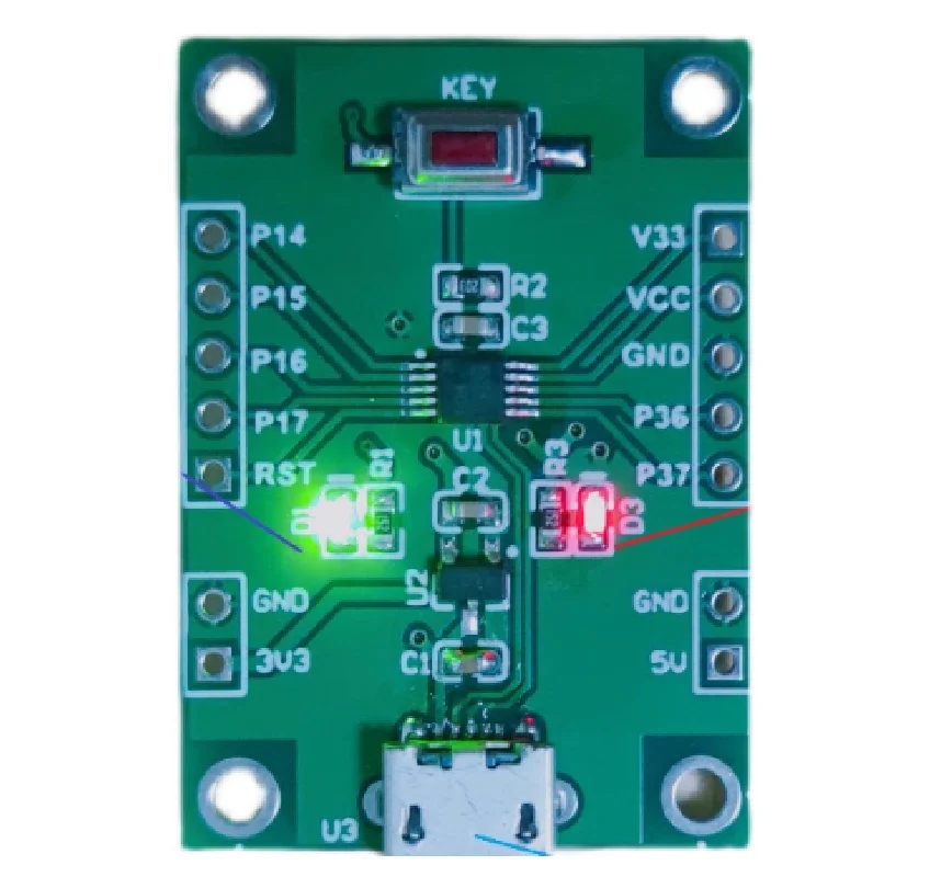 CH552E/CH554E evaluation board development board leads out all pins for USB download