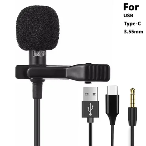 3.5mm Mini Portable Lavalier Microphone For PC Laptop Type C Lapel…