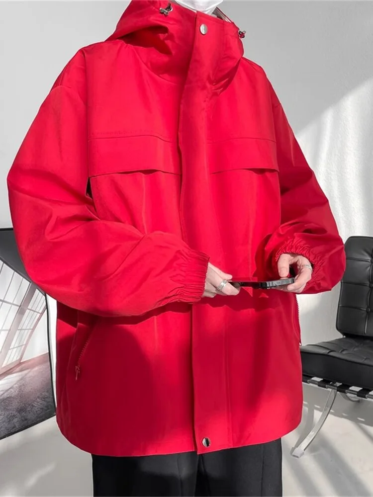 

Red Hooded Jaet Men's Spring Autumn Outdoor Profional Hiking Climbing Oversize High Street Downproof Windproof Jaet