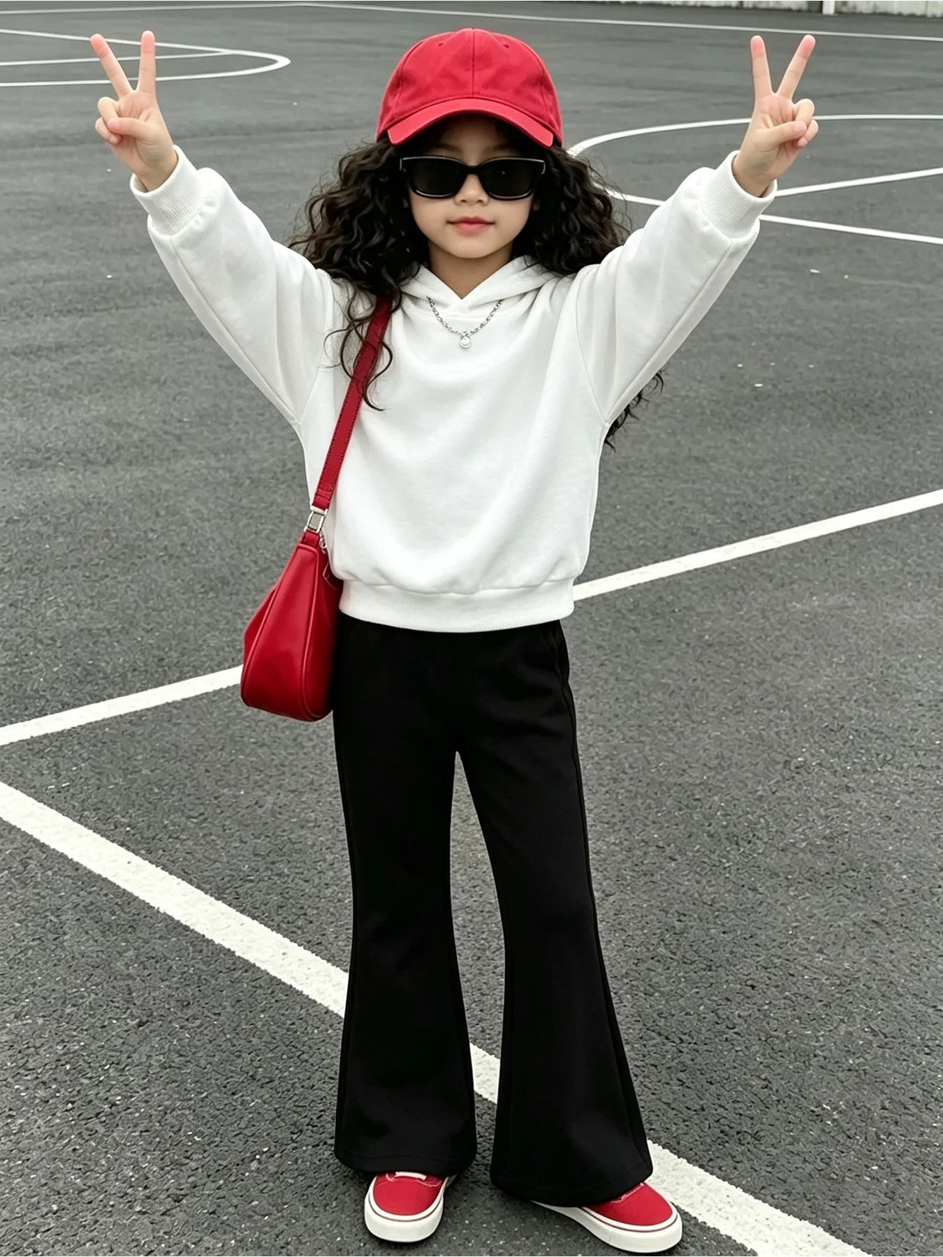 Kids' Autumn Winter Clothing Set Hooded Solid Color Hoodie Long Sleeved Top with Flared Pants Children's Outfit Combo