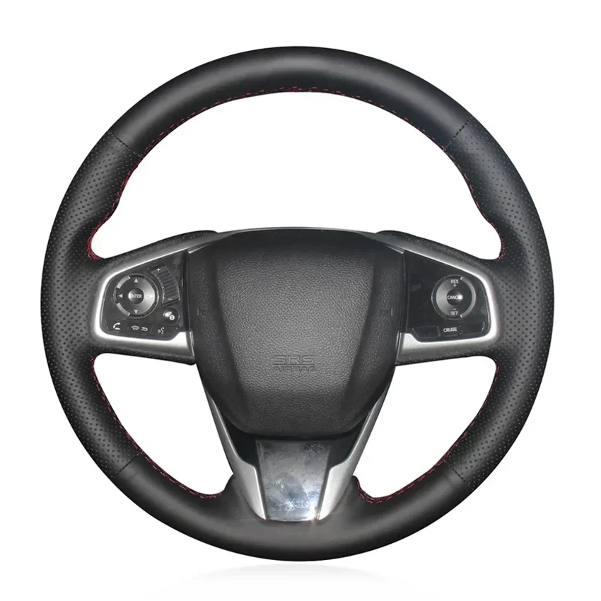 

Black Artificial Leather Hand Sewing No-slip Steering Wheel Cover for Honda Civic Civic 10 2016-2019 CRV CR-V 2017-2019 Clarity