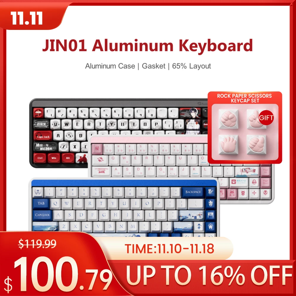 Akko JIN01 Santorini 65% Aluminum Mechanical Keyboard 68 Keys RGB Hot Swap BT 5.0/2.4G Wireless & Type-C Wired Gaming Keyboard