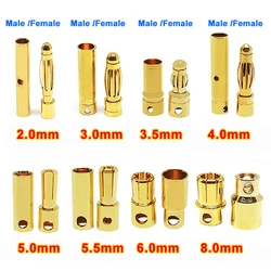 20pairs Or 10pairs 2mm 3.5mm 4mm 6mm 8mm Bullet Banana Plug Connector Male Female for RC Battery Part Gold PlatedARE4