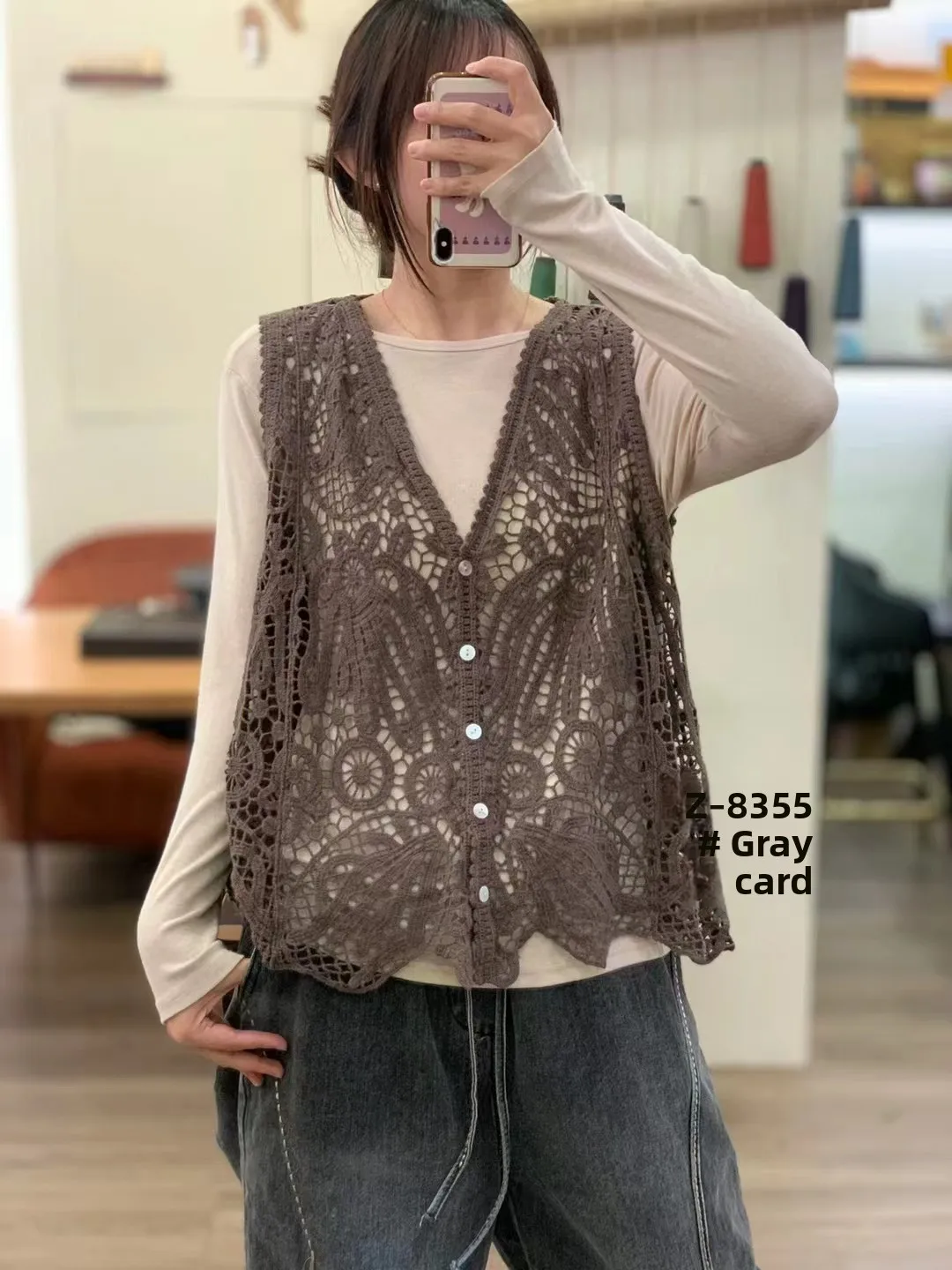 Primavera 2025 Maglia da donna scava fuori V-Ne Svel Cardigan Gilet Multi-Buled Open-irt Capispalla casual vestibilità ampia