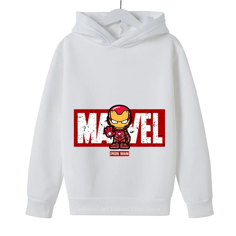 New Marvel Avengers Q-Edition Iron Man Cartoon Children\'s Hoodie with Hood - Fashionable & Cozy for Boys & Girls