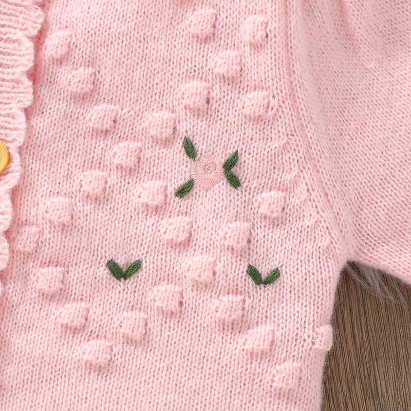 Newborn Baby Romper Knitted Infant Girl Jumpsuit Long Sleeve Autumn Toddler Kid Clothes Fashion Pink Solid 0-18M Overalls Winter