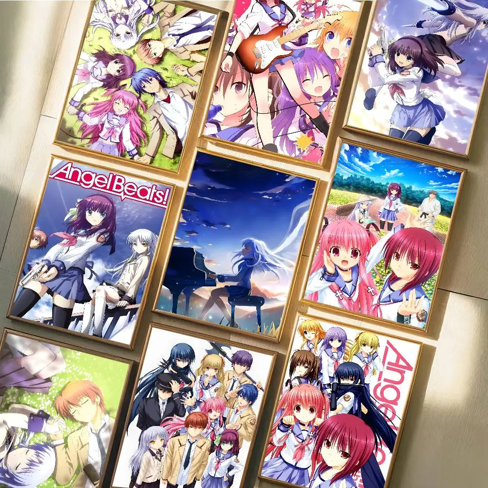 Angel Beats Poster Self-adhesive Art Waterproof Paper Sticker Coffee House Bar Room Wall Decor