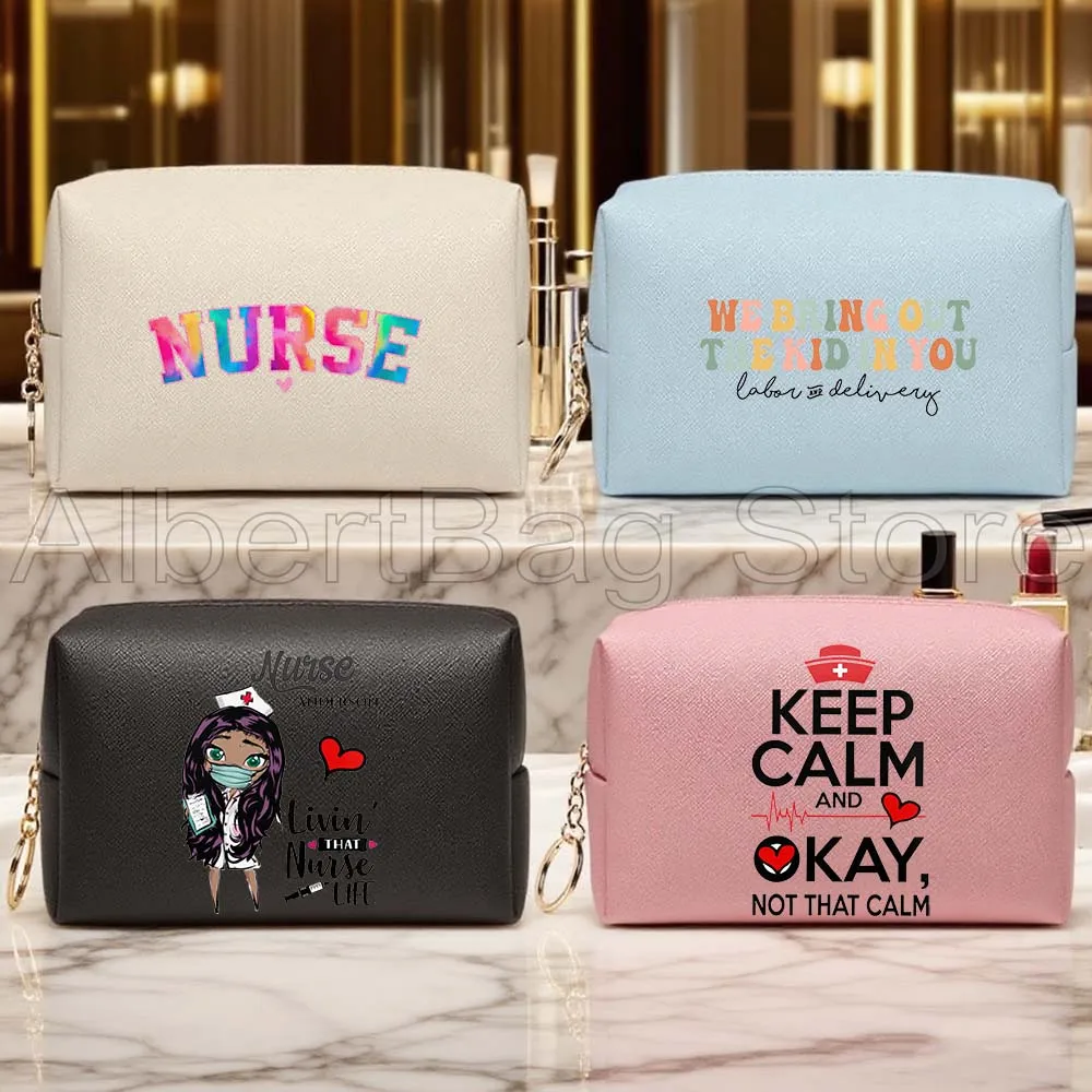 

PU Leather Travel Cosmetic Bag Funny Nursing School Student Future Nurse Gifts Women Makeup Case Waterproof Toiletry Storage Bag