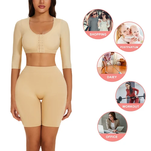 Imagen 2 del producto Tops moldeadores para mujeres brazos flabby compresión poscirugía cierre frontal sujetador recortado camiseta sin mangas Shapewear espalda soporte moldeador de cuerpo