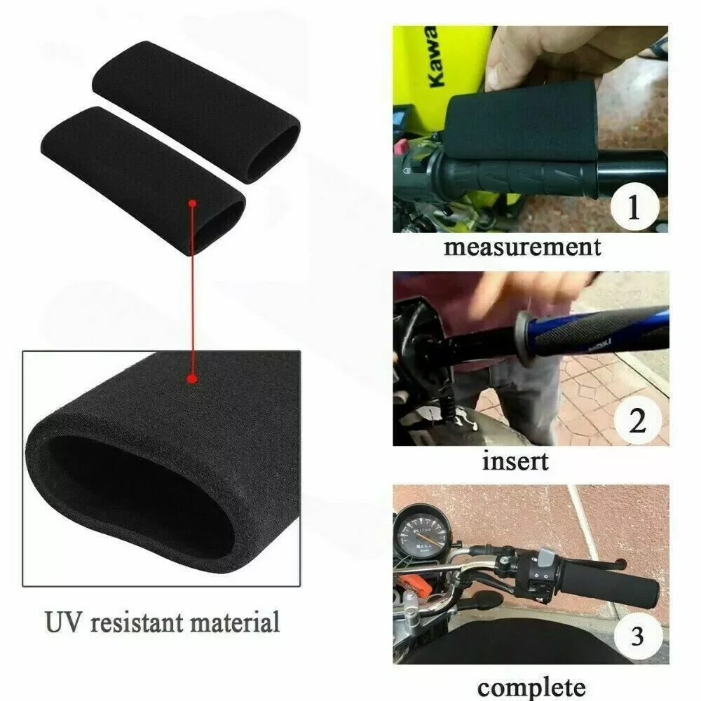 2 قطعة الانزلاق على رغوة المضادة للانزلاق موتو مقبض عتلات القبضات دراجة نارية المقود غطاء مكافحة الاهتزاز الراحة مقبض مقود دراجة كم