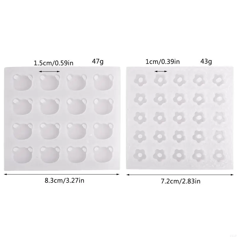 K43F قوالب تزيين سيليكون لامعة لامعة الدب الزهور المفاتيح قالب قلادة ذاتية الصنع #6