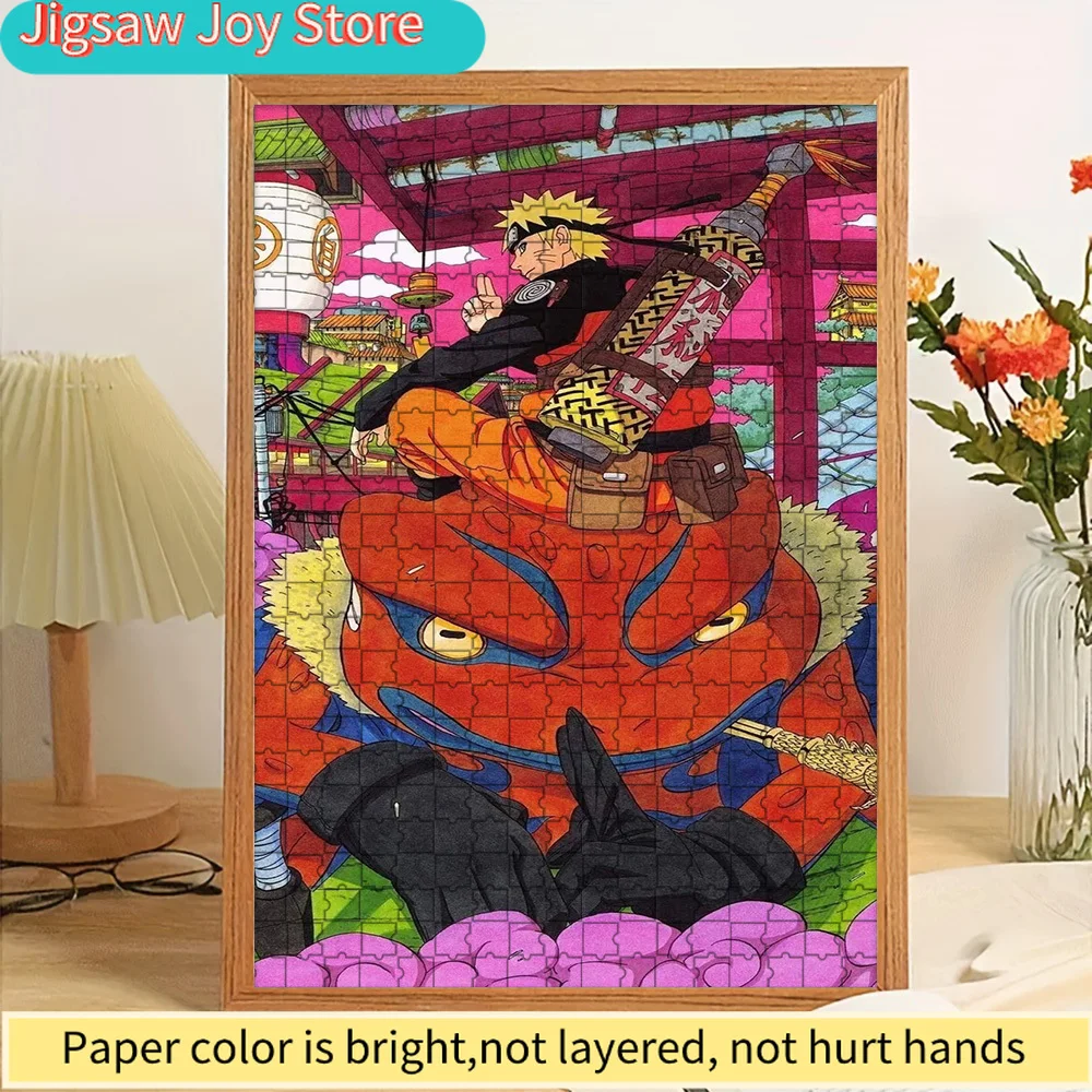 Rompecabezas de papel con escena de anime de Naruto Uzumaki montando a Gamabunta Toad, estilo manga, impresión vívida de alta definición premium, sin bordes agudos ni rugosas