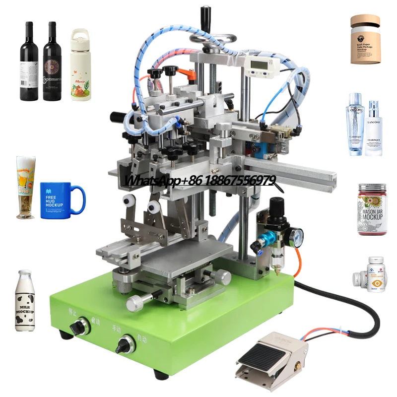 

Hot Sale Cylindrical Box Screen Printer Semi-Automatic Curved Screen Machine for Bottles Cups Mugs