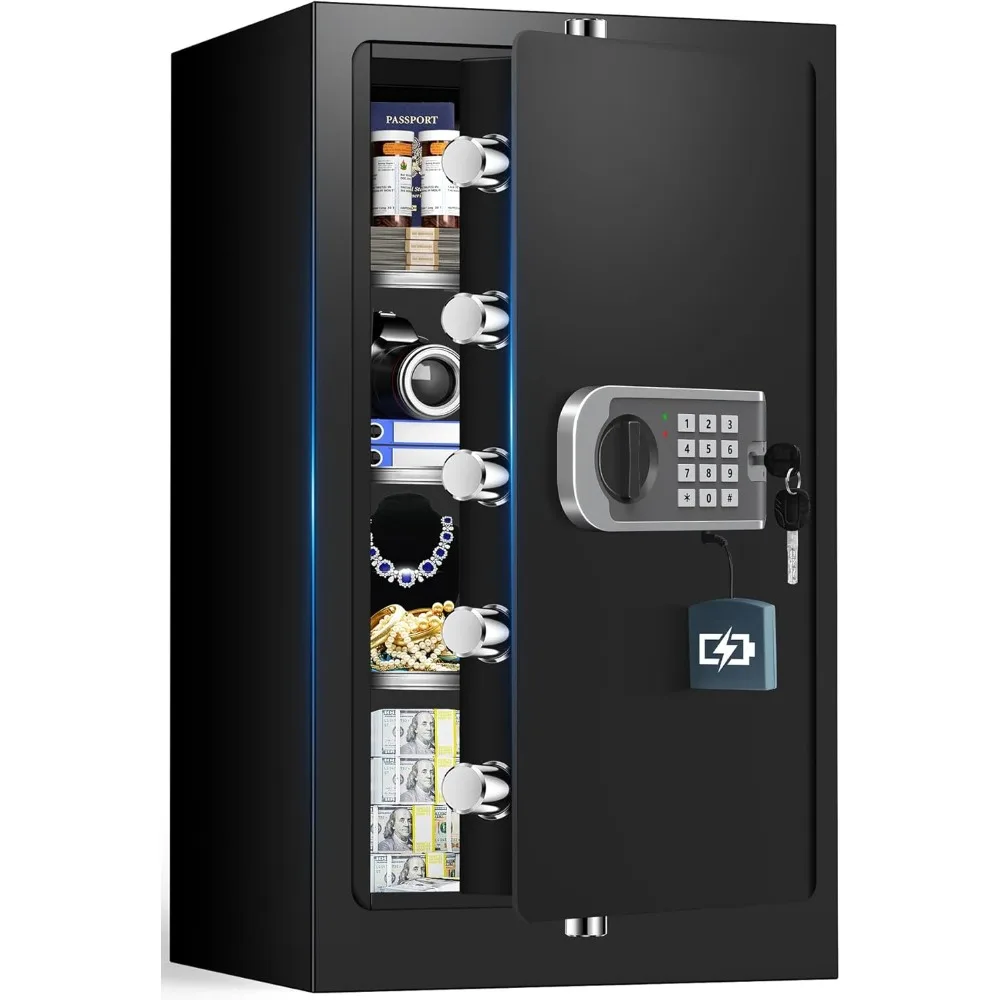 

6.5 Cuft Fireproof Safe Box, 35-Min Fire Resistant Home Safe with Digital Keypad Spare Keys, Smart Alert, Mute Mode