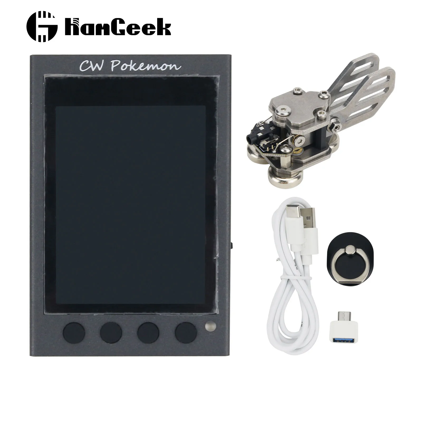 HamGeek Stainless Steel CW Morse Key with Magnetic Base (Trade Edition) + HAMCUBE Mini CW Trainer