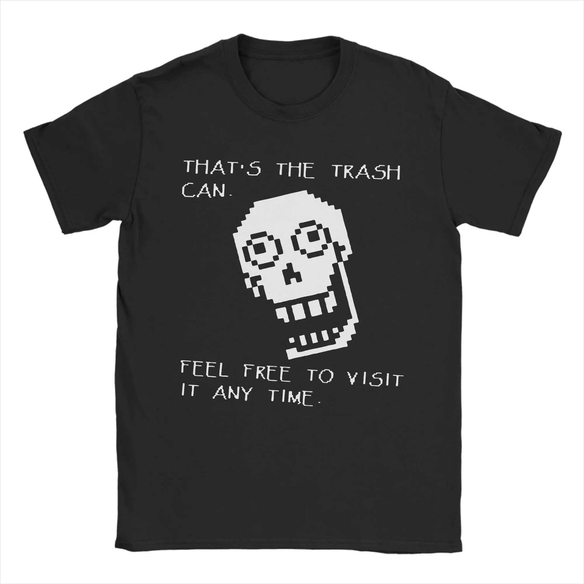 Vintage Undertales Papyrus Trash Can T-Shirt Unisex Cotton Short Sleeve  O-neck Summer Top Tee