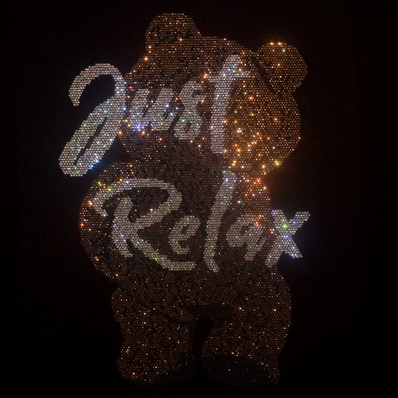 High-quality embossed diamond letter bear pattern ironing on T-shirts, jeans, hoodies and clothing accessories