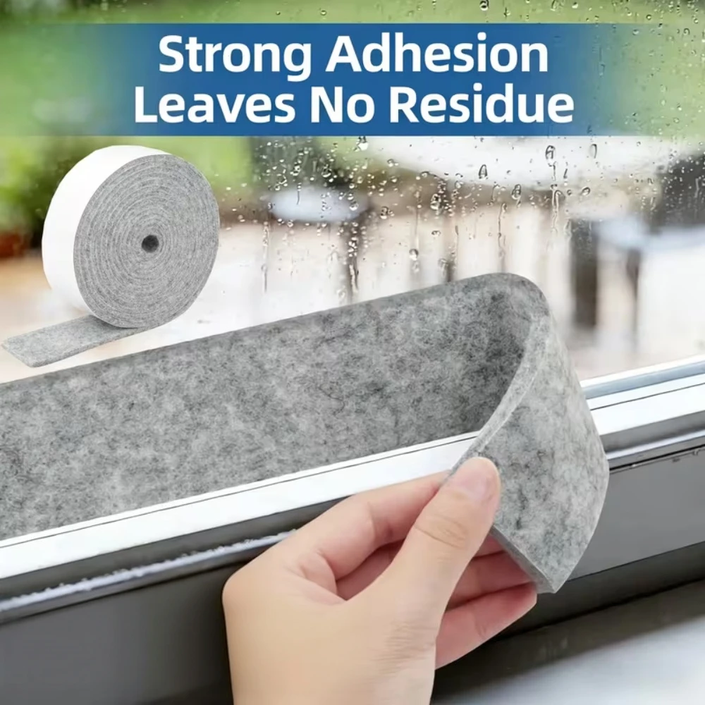 1Roll Thick Self-Adhesive Felt Tape Anti-Condensation Window Door Strip Waterproof Absorbent Easy To Remove No Residue