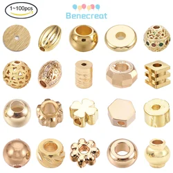 Cuentas espaciadoras de latón chapado en oro de 18K, 1-1000 uds, redondas, planas, sin níquel, 6x1,5mm, agujero: 2mm para fabricación de pendientes de joyería