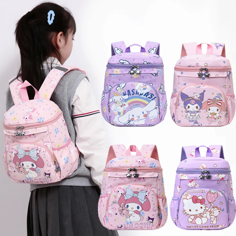 Sanrio Children'S Schoolbag Hello Kitty My Melody Kuromi Cinnamoroll Boys Girls Kindergarten Backpack School Bags Kids Gift