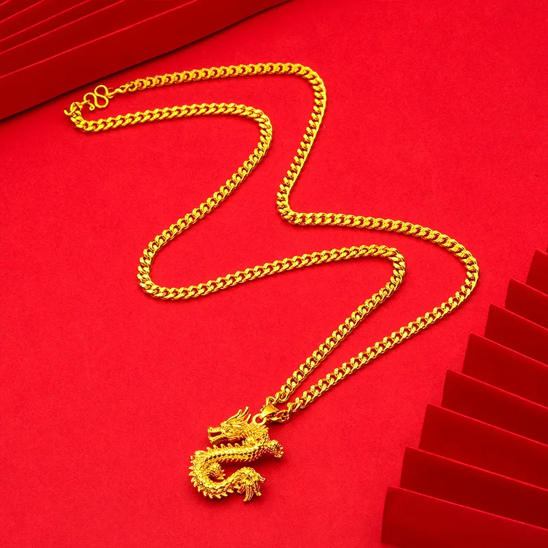 

AU999 24K Gold Majestic Dragon Chain | Traditional engraved dragon scales, chunky chain, commanding presence