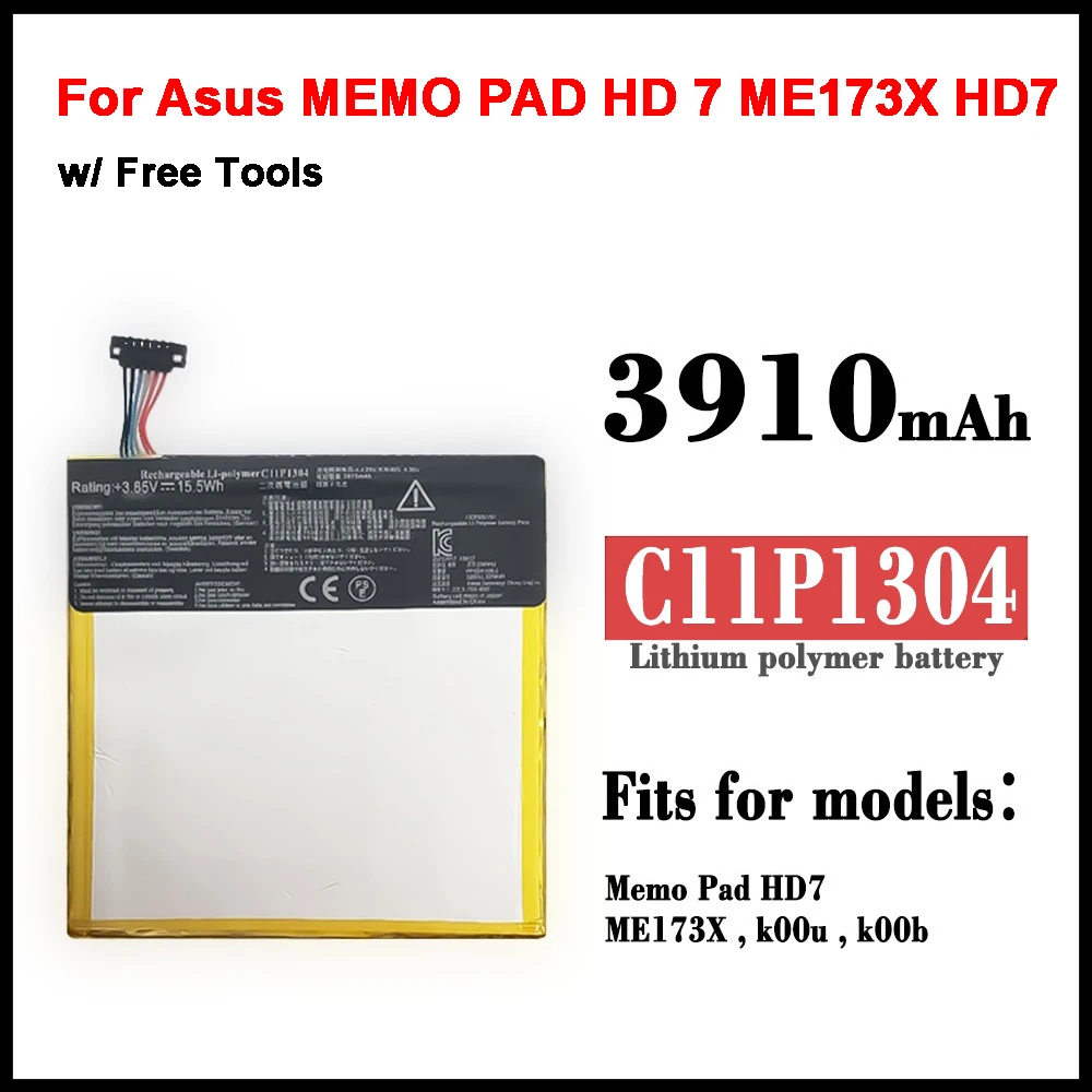 Replacement 3950mAh Tablets Battery For Asus MEMO PAD HD 7 ME173X HD7 ME173 K00B C11P1304 Batteries Bateria+Tools