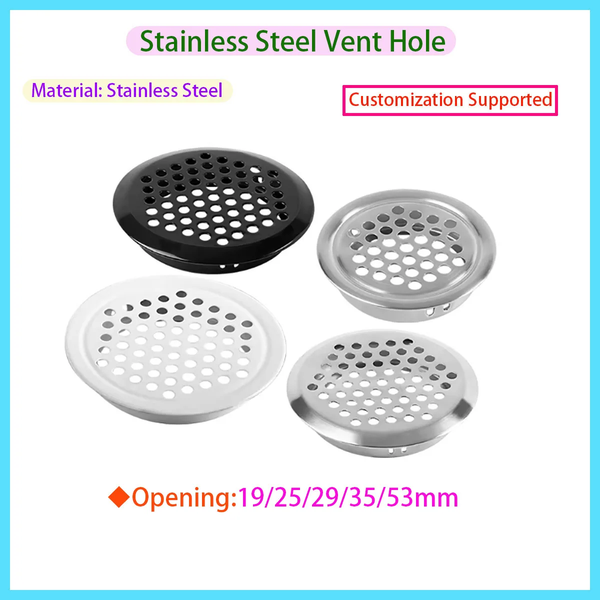 

Stainless Steel Air Vent Grille Cover Cabinet Wardrobe Shoe Cabinet Vent Hole Decorative Cover