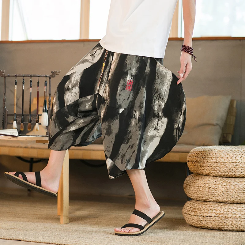 

Summer Men Harem Pants Vintage Chinese Style Jogger Pants Male Casual New Streetwear Male Calf-Length Trousers Big Size 5XL