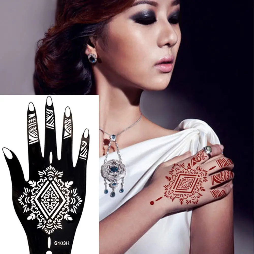 Temporary Tattoo Hollow Henna Palm Tattoo Stencil Professional Wedding Tool Hand Foot Body Art Sticker Tattoo Stencil Template