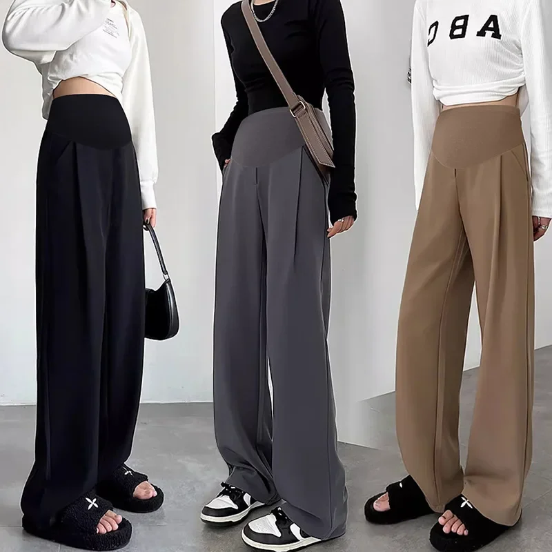 Maternity Wide-leg Pants Casual Slimming Trousers Simple Straight-leg Design For Pregnant Women Spring Summer 2024 New Arrival