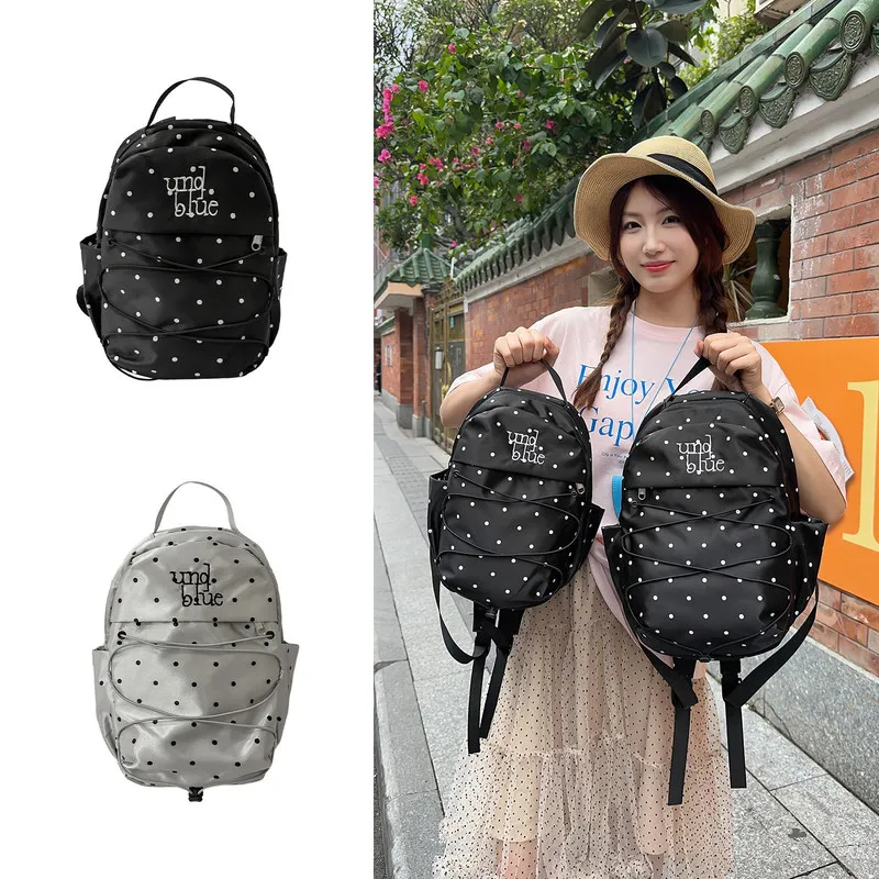 Korean-style polka dot mini backpack for female college students, commuter backpack with high aesthetic value, unique design, li