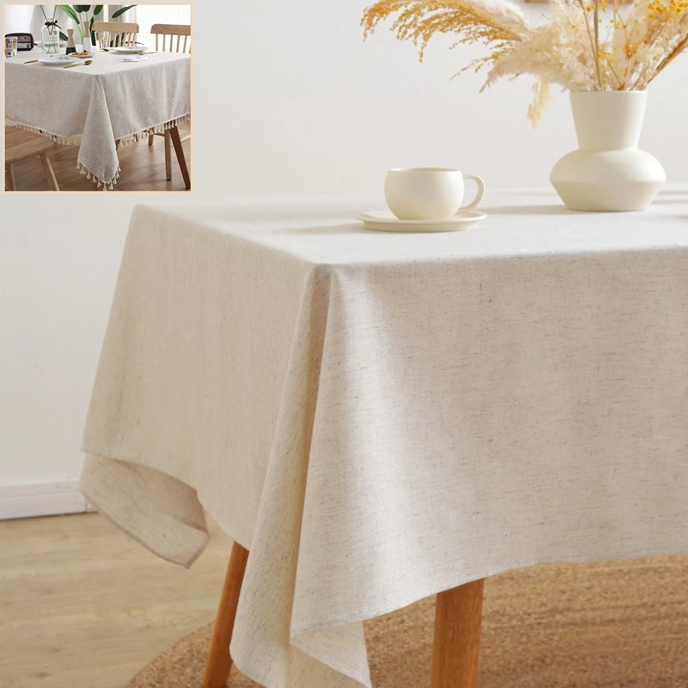 

2 Styles Cotton Linen Tablecloth for Wedding Home Party Dining Banquet Decoration Flax Fabric Table Cloth Table Cover 식탁보