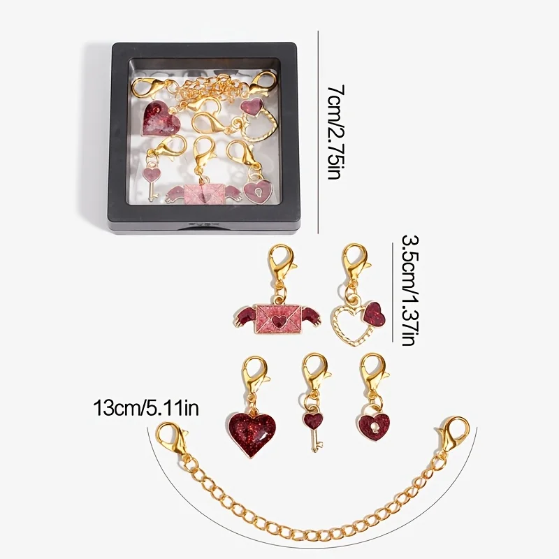 6 Pieces Sweet & Cool Girl Style Heart and Playing Card Shoe Charms, Suitable for Women's Daily Wear, Parties, and Gifting