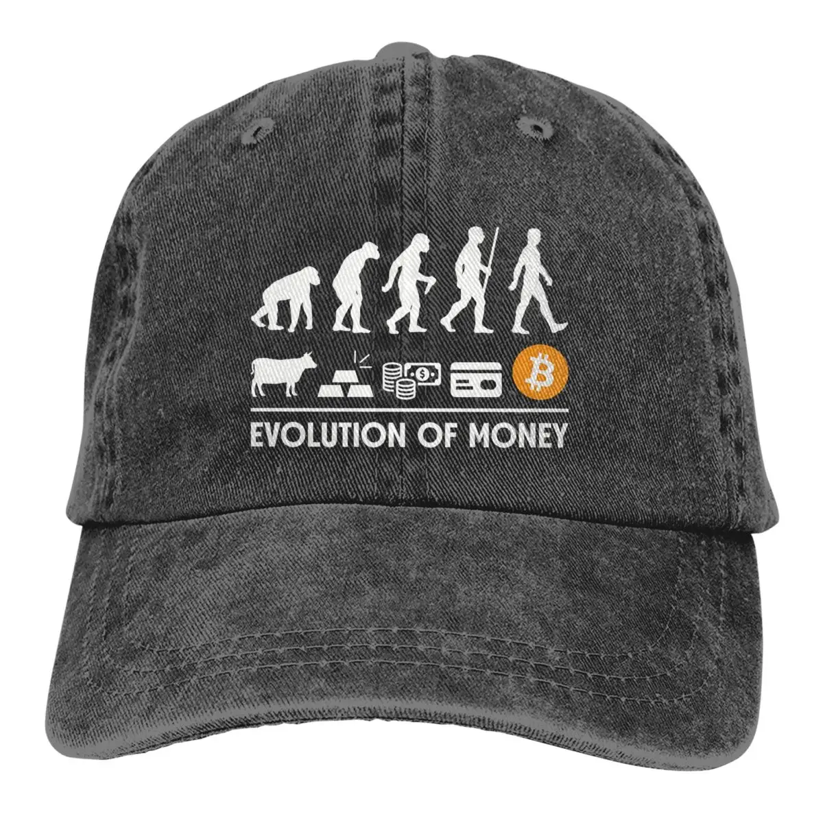 Gorra de béisbol de Bitcoin Evolution Of Money para hombre, sombrero de papá Vintage, ajustable, para exteriores