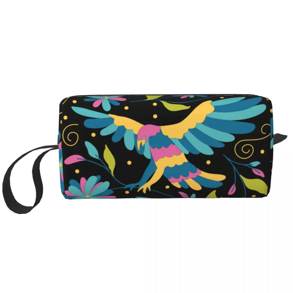 Mexican Flower Birds Floral Embroidery Cosmetic Bag Women Kawaii Large Capacity Makeup Case Beauty Storage Toiletry Bags