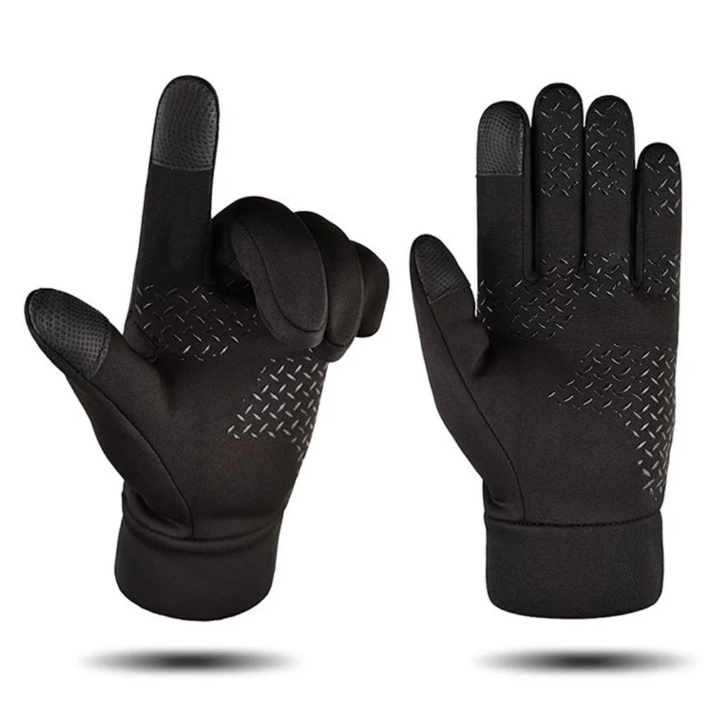 1Pair Durable Black Winter Men Gloves Windproof Waterproof Sports Gloves Running Gloves Cycling