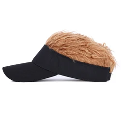 Men Women Casual Concise Sunshade Adjustable Sun Visor Baseball Cap with Spiked Hairs Wig Baseball Hat with Spiked Wigs