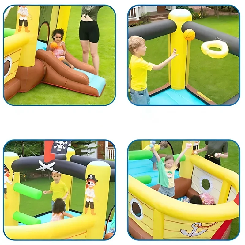 المنزل الجديد استخدام نطاط نفخ سفينة القراصنة الترامبولين المدمجة لعب الأطفال القلعة نفخ القلعة الشريحة