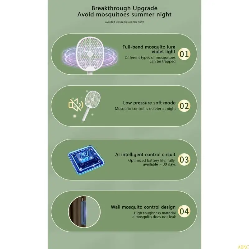 A0NC 3-em 1 ângulo ajustável assassinos Mosquinhos elétricos Swatters Recarregável doméstico Zapper