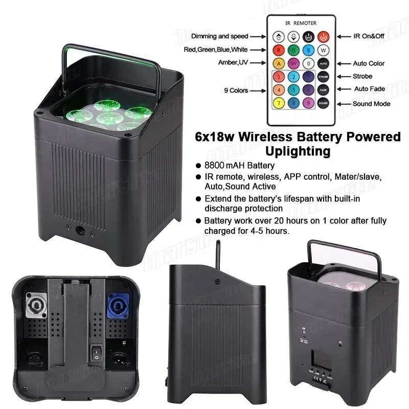 

One wireless battery instead of ten, using light-emitting diodes to illuminate DJ Parson's stage and light up the wedding