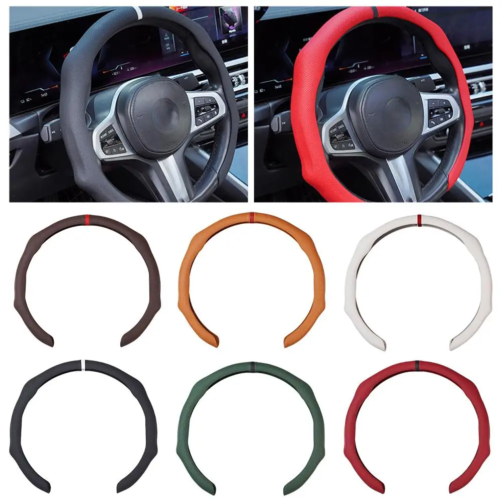 

Universal Car Nappa Leather Steering Wheel Cover Breathable Shaping Cover 5D Premium Car 2026 Plastic Car Handle 5D Suede S H1N0