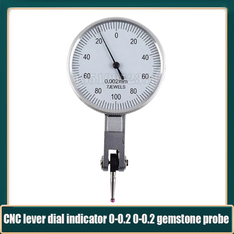 Cnc Shockproof Lever Dial Gauge 0-0.2 Lever Gauge 0-0.2 Ruby Probe Shockproof Pointer Lever Dial Gauge