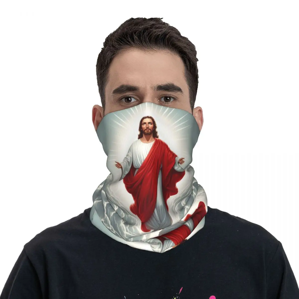 Jesus Cristo São Máscara Cachecol, Capa de Pescoço Cristã, Bandana Religiosa Católica, Cool Riding Headwear para Homens e Mulheres